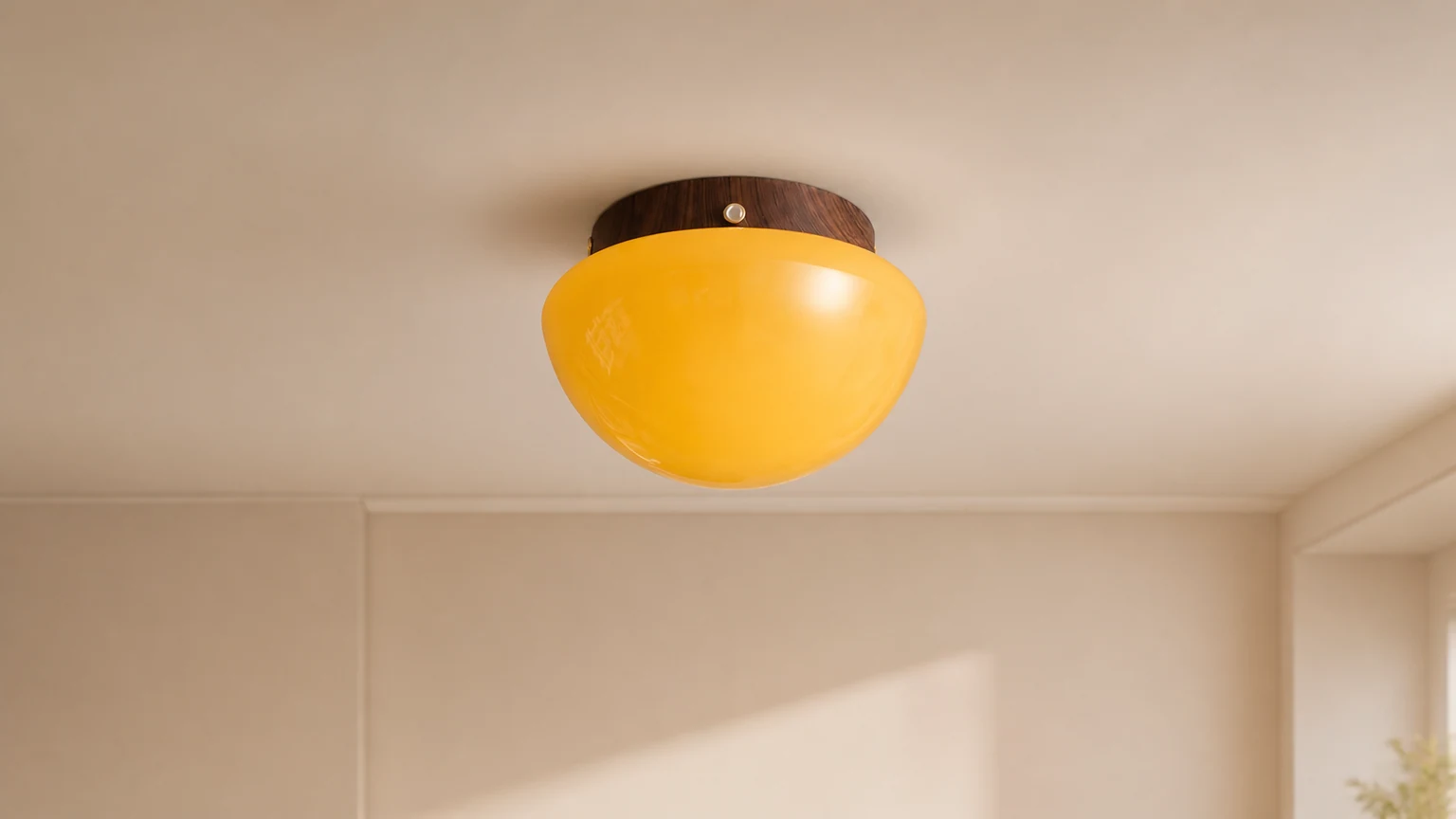 Miodowa lampa sufitowa Dome D317 w ciepłej oprawie wnętrza