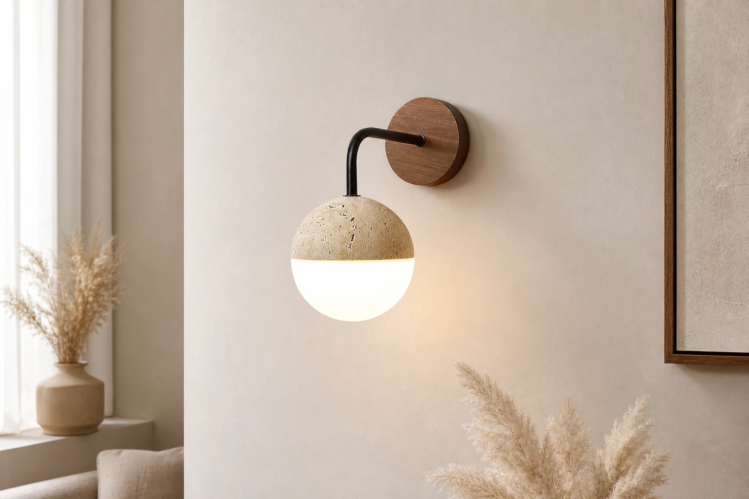 Kinkiet Tia Travertine w dodatkowej scenie lifestylowej