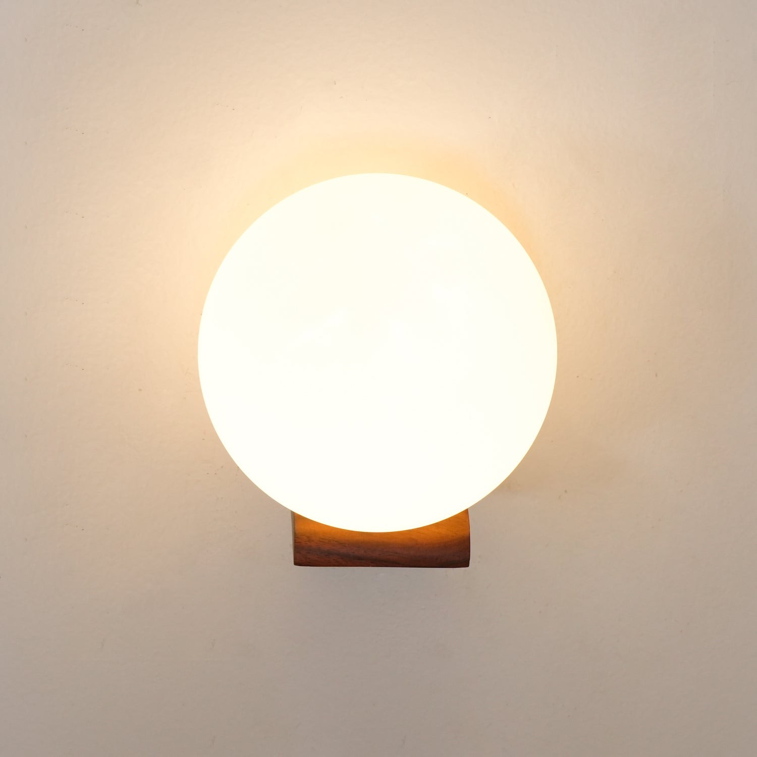 Minimalist Wooden Geometric Bracket Glass Globe Wall Lamp M477