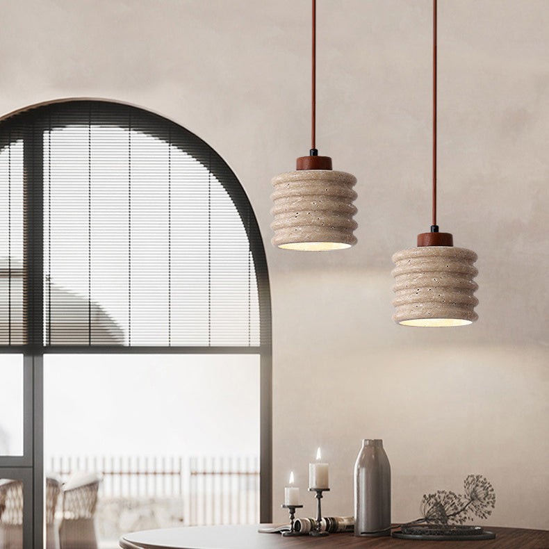 Traditional Retro Cylindrical Solid Wood Pendant Lamp M106