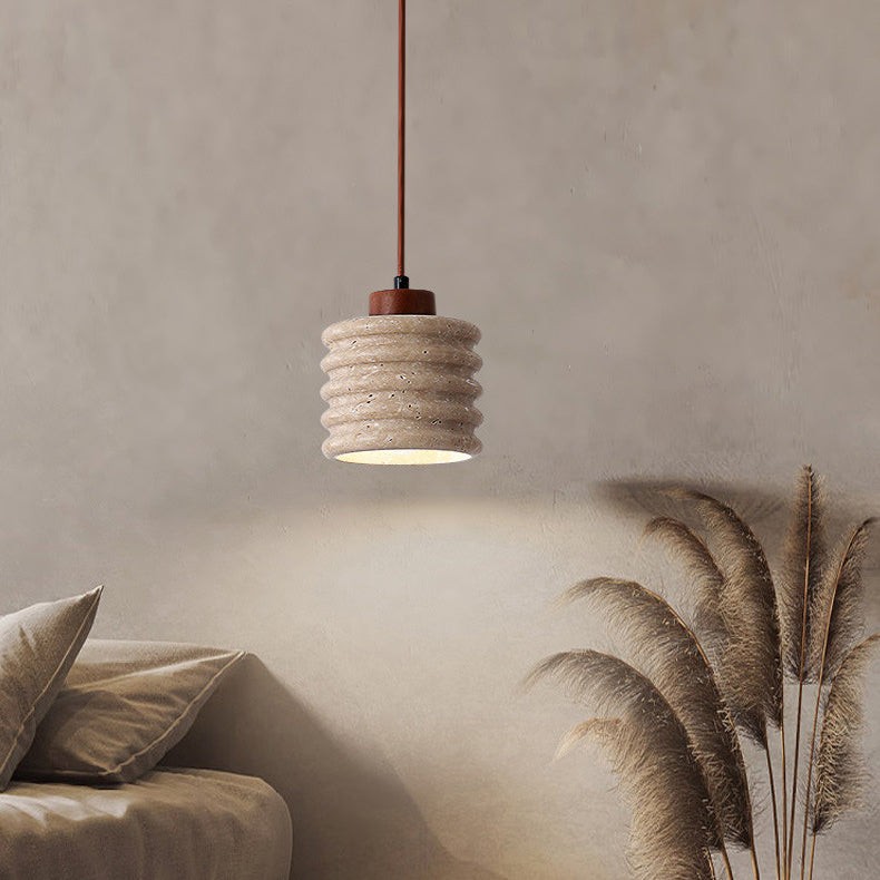 Traditional Retro Cylindrical Solid Wood Pendant Lamp M106