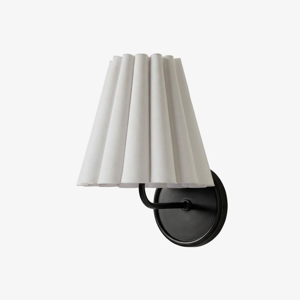 Ruffmeto Fabric Wall Sconce - Featuring Pleated Detailing on a Sculptural Metal Frame for Study T474