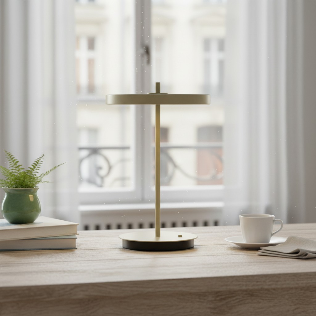 Astris Modern Minimalist Metal Table Lamp Soft LED Illumination for Living Room and Office T581