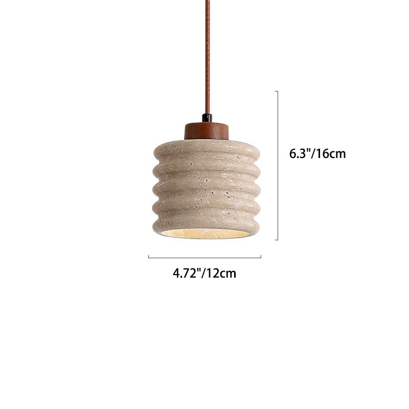 Traditional Retro Cylindrical Solid Wood Pendant Lamp M106