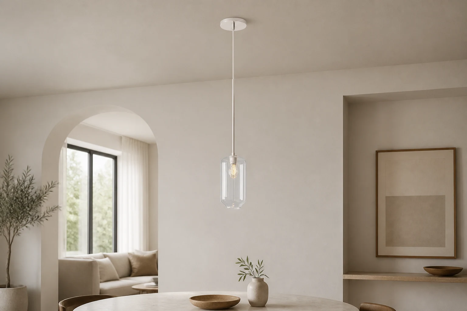 Lampa wisząca Lumivelle Pebble w scenie pomieszczenia zawierającej produkt w kontekście