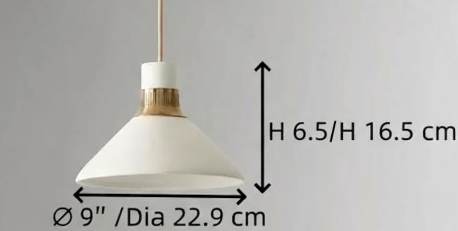 Måttdiagram för Calvor-pendellampan som visar 23 cm diameter och 15 cm höjd