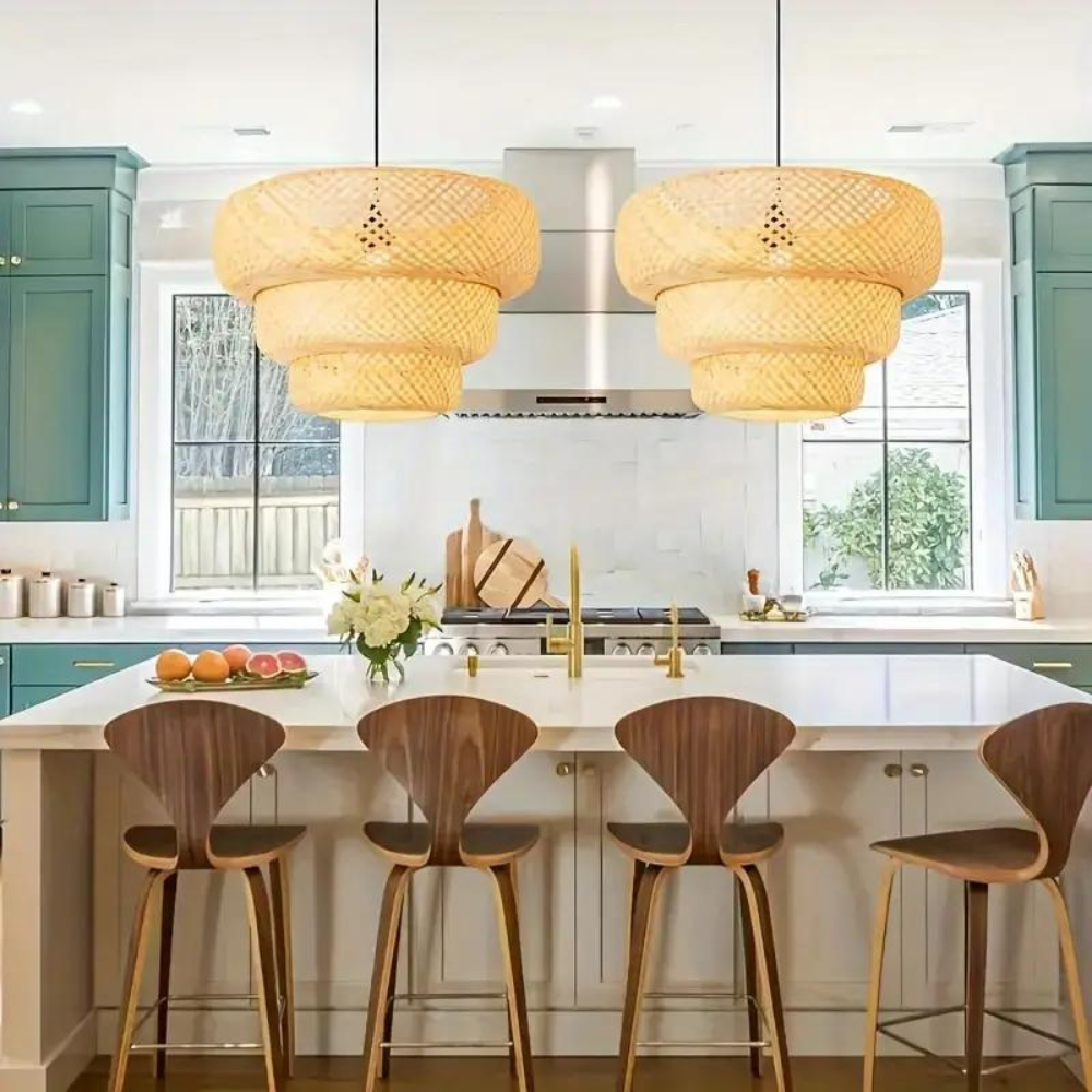 Boho Bamboo Pendant Light Fixture D897