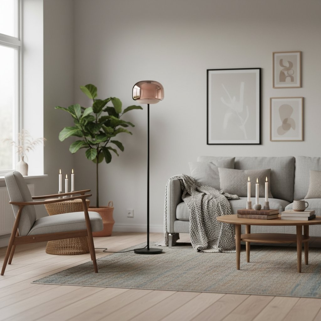 Lampa podłogowa Clinco w pełnej aranżacji salonu