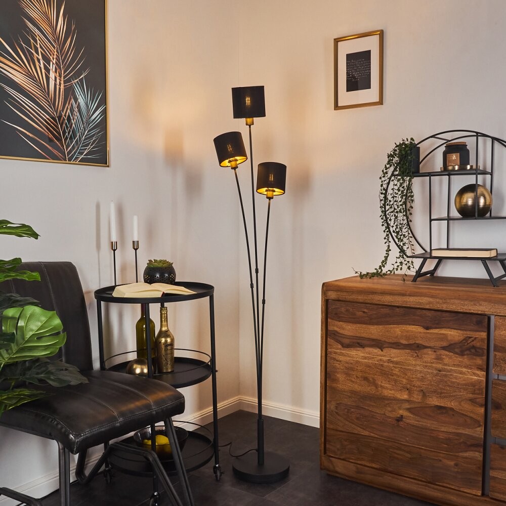 Metal Matte Black Fabric Shade Floor Lamp S67