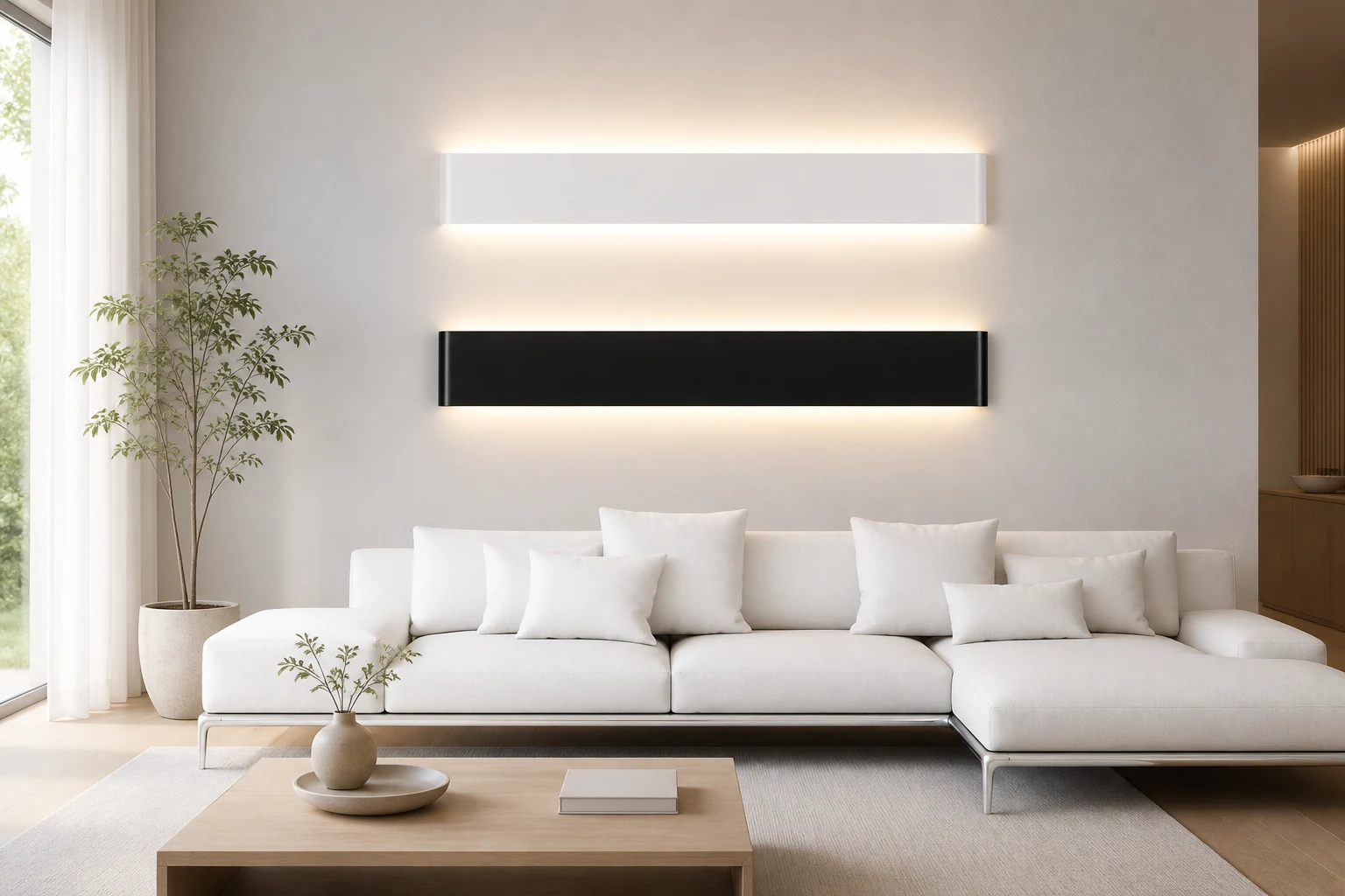 Lampada da parete a LED SIMIG, elegante e moderna, in un contesto di vita contemporanea.