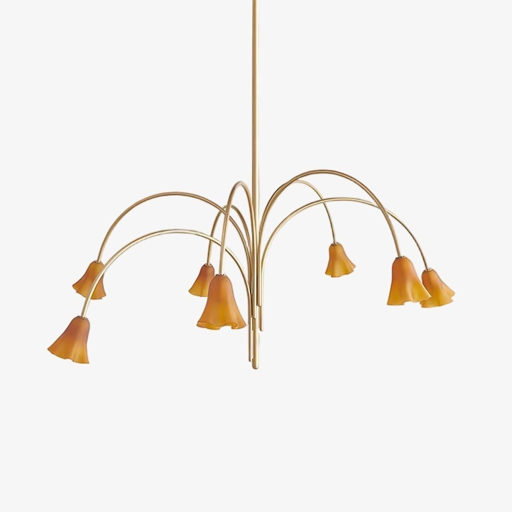 Bellina Modern Romantic Chandelier - Botanical Lily Design with Glass Flowers T280