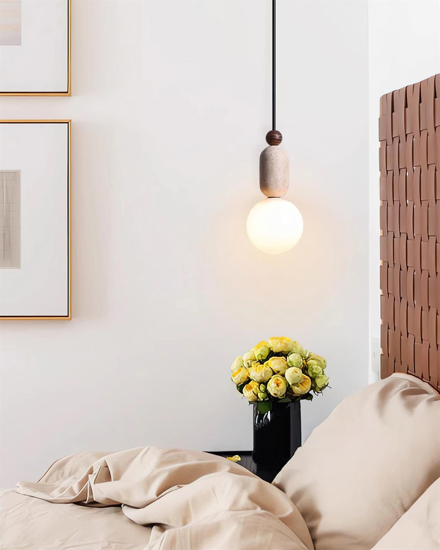 Wabi Sabi Travertine Glass Ball Pendant Light G17