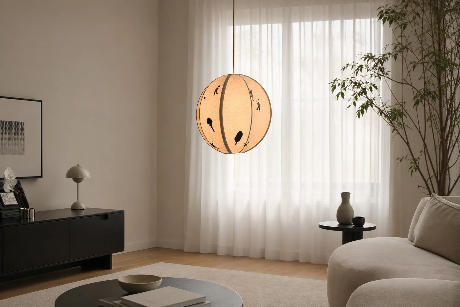 Lampa wisząca z haftowanego materiału Park w stylu lifestylowym