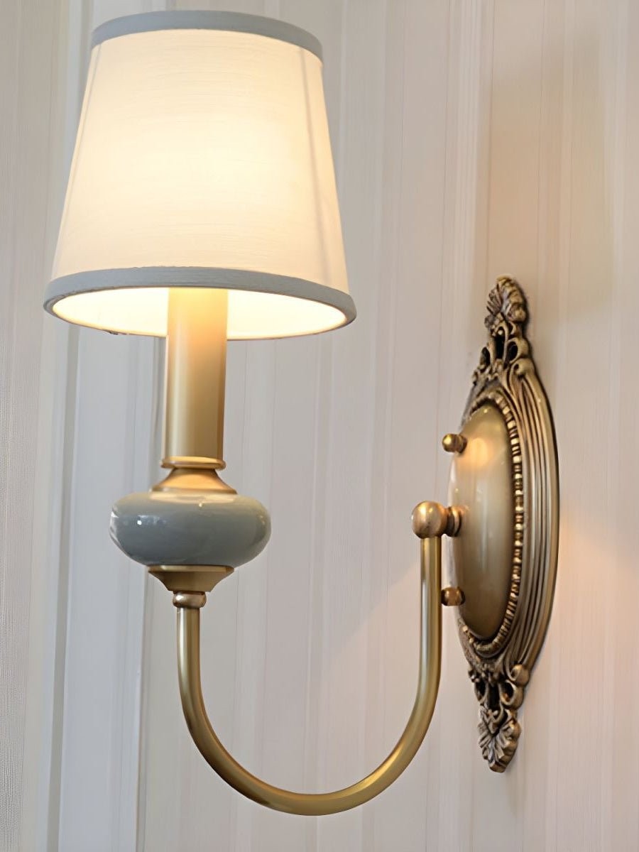 Elaris Elegant Fabric Copper Wall Sconce – Luxury European Style T447