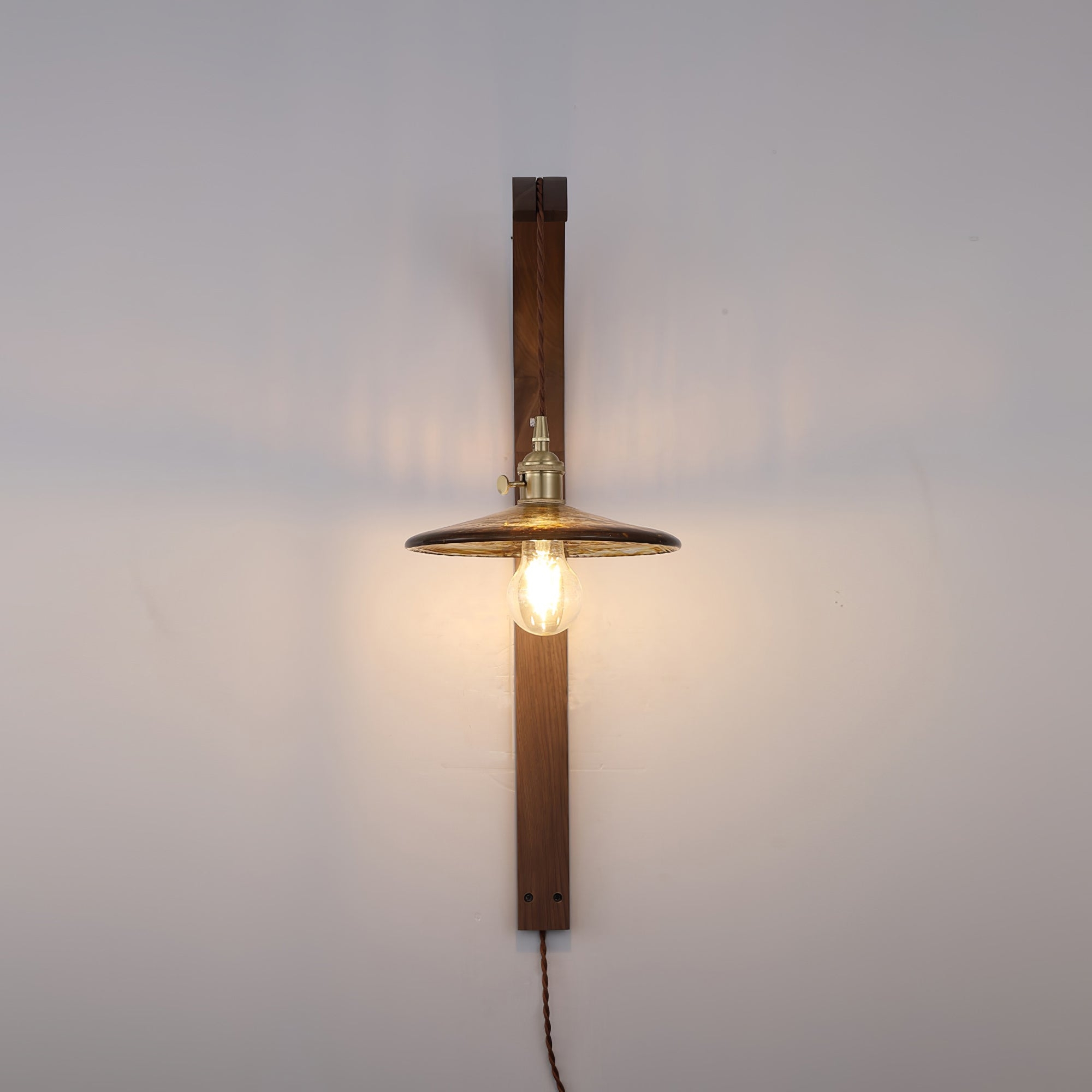 Curved Walnut Ceramic Plug-in Wall Light D498