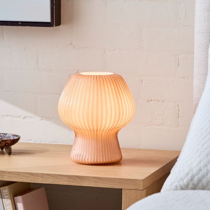 Novarise Ribbed Glass Table Lamp – Textured Glass Accent Lighting T219