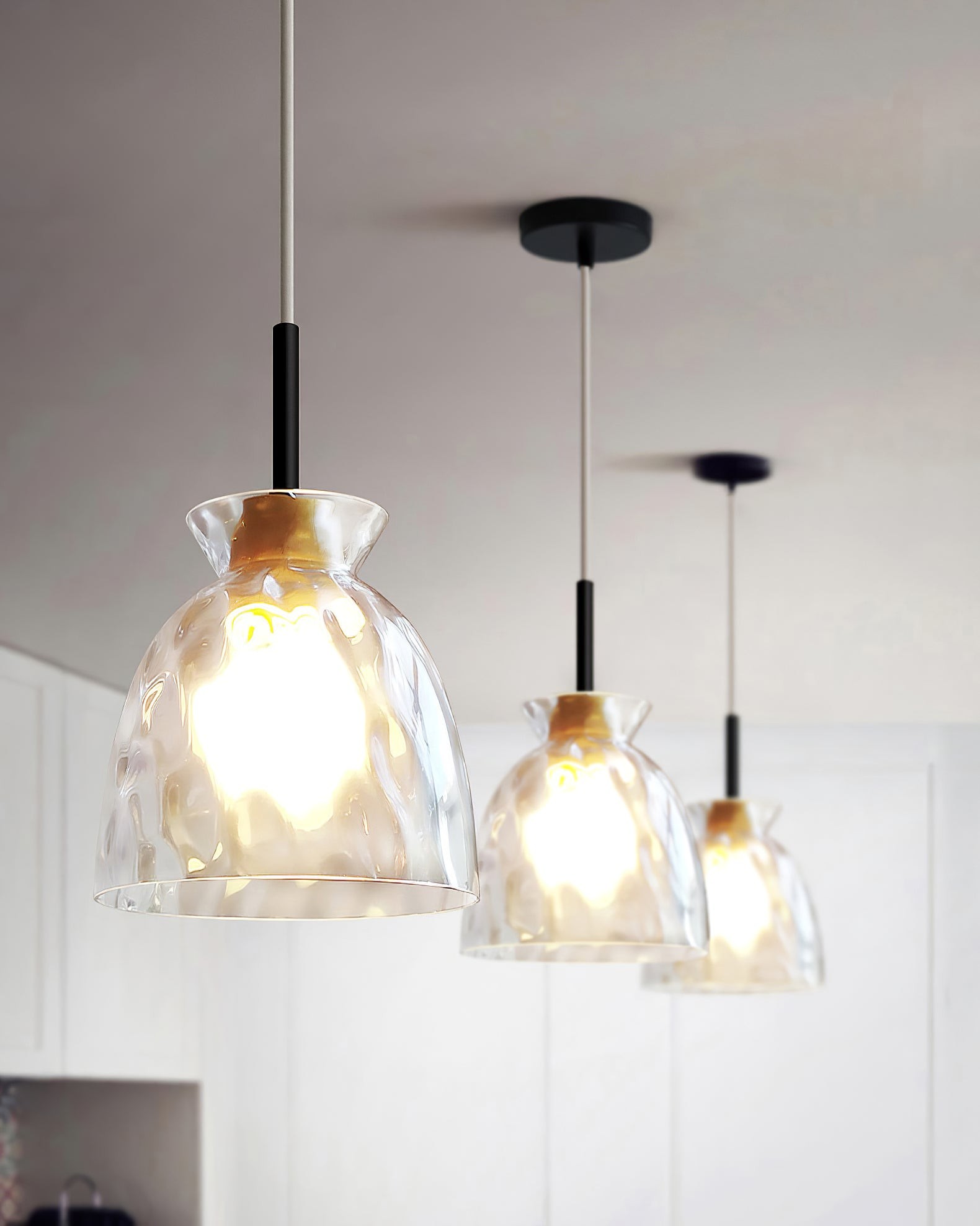 Modern Water Ripple Transparent Glass Pendant Lamp M116