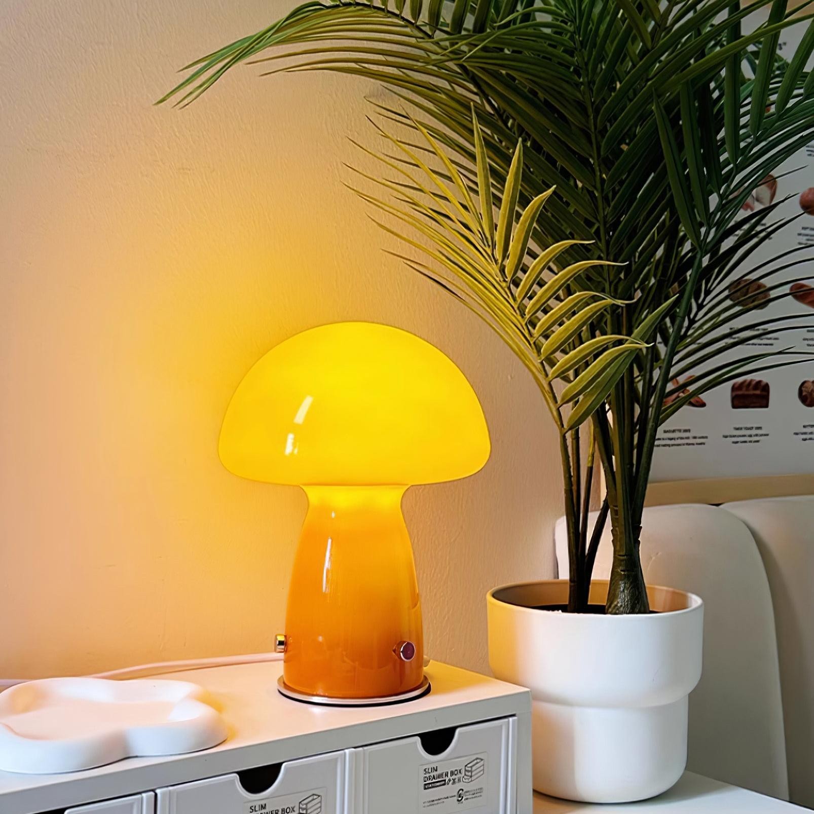 Vintage Bauhaus Glass Mushroom Table Lamp S79