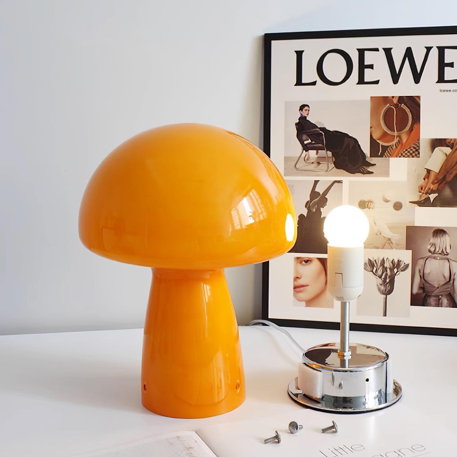 Vintage Bauhaus Glass Mushroom Table Lamp S79