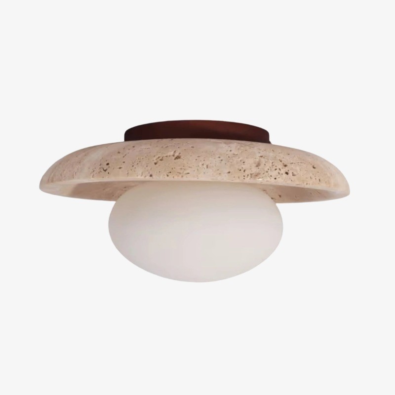 Calivra Modern Travertine Round Ceiling Light - Minimalist Flush Mount Lamp for Hallway and Bedroom T502