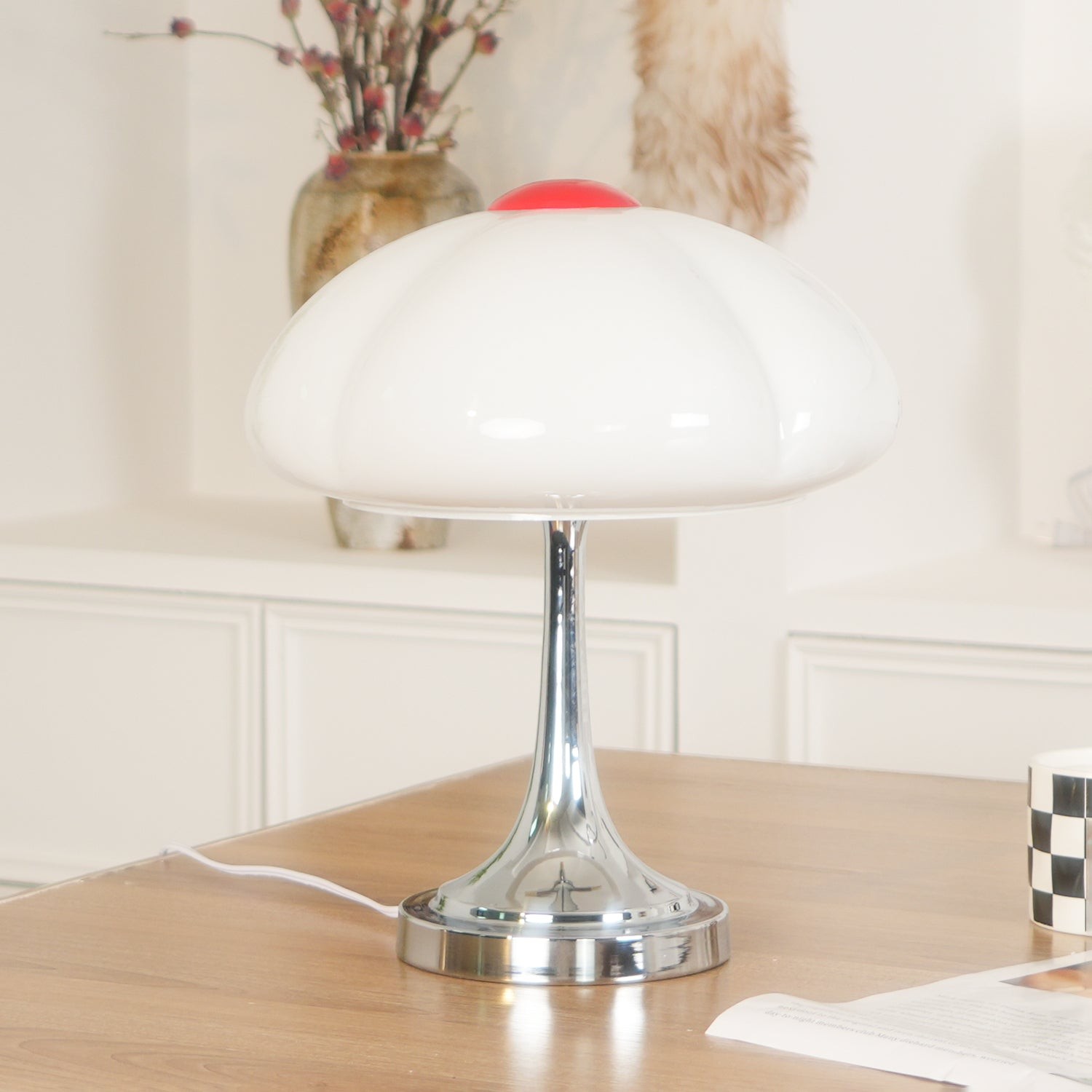 Cream Style Glass Mushroom Table Lamp M321