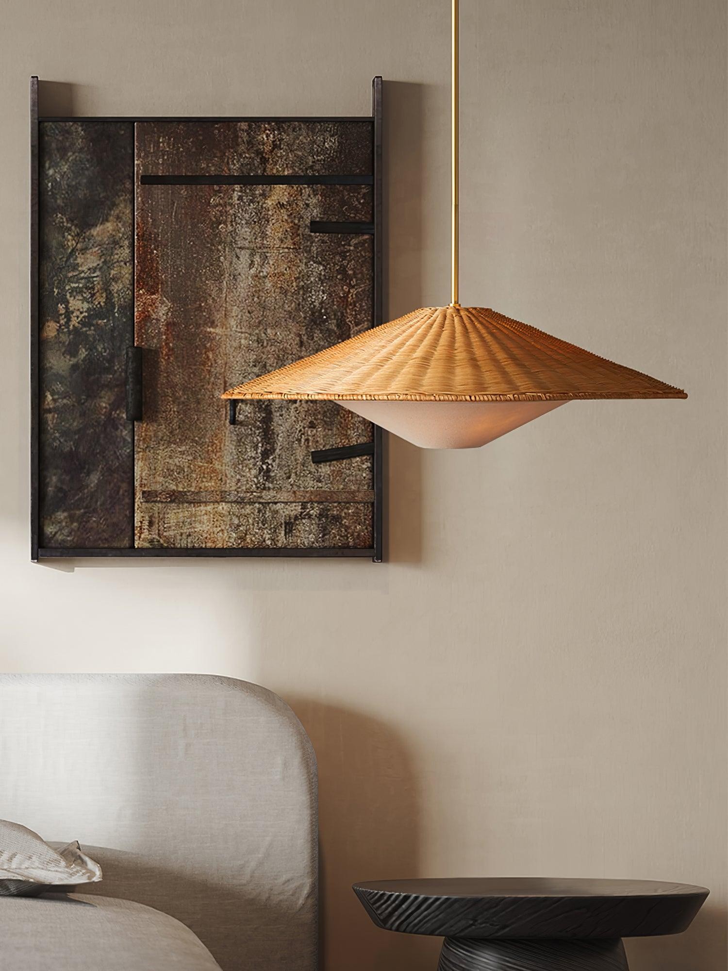 Rattan Hat Pendant Light Suitable For Living Room M29