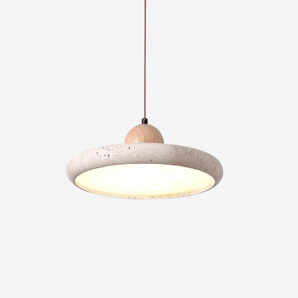 Modern Minimalist Wood Travertine Disc Pendant Light M241