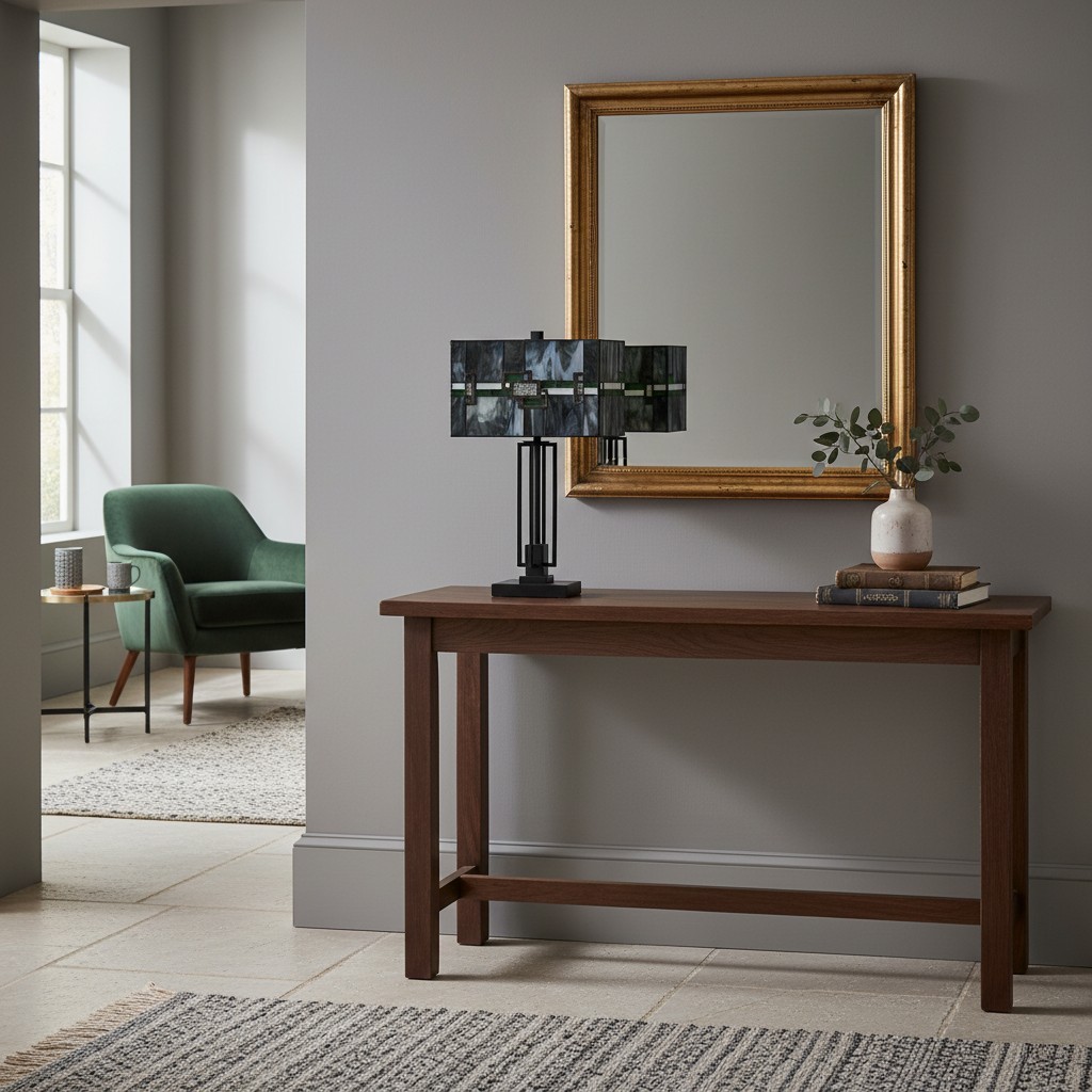 Culletto Stained-Glass Rectangular Table Lamp - Artisan Look for Bedrooms and Hallways T646