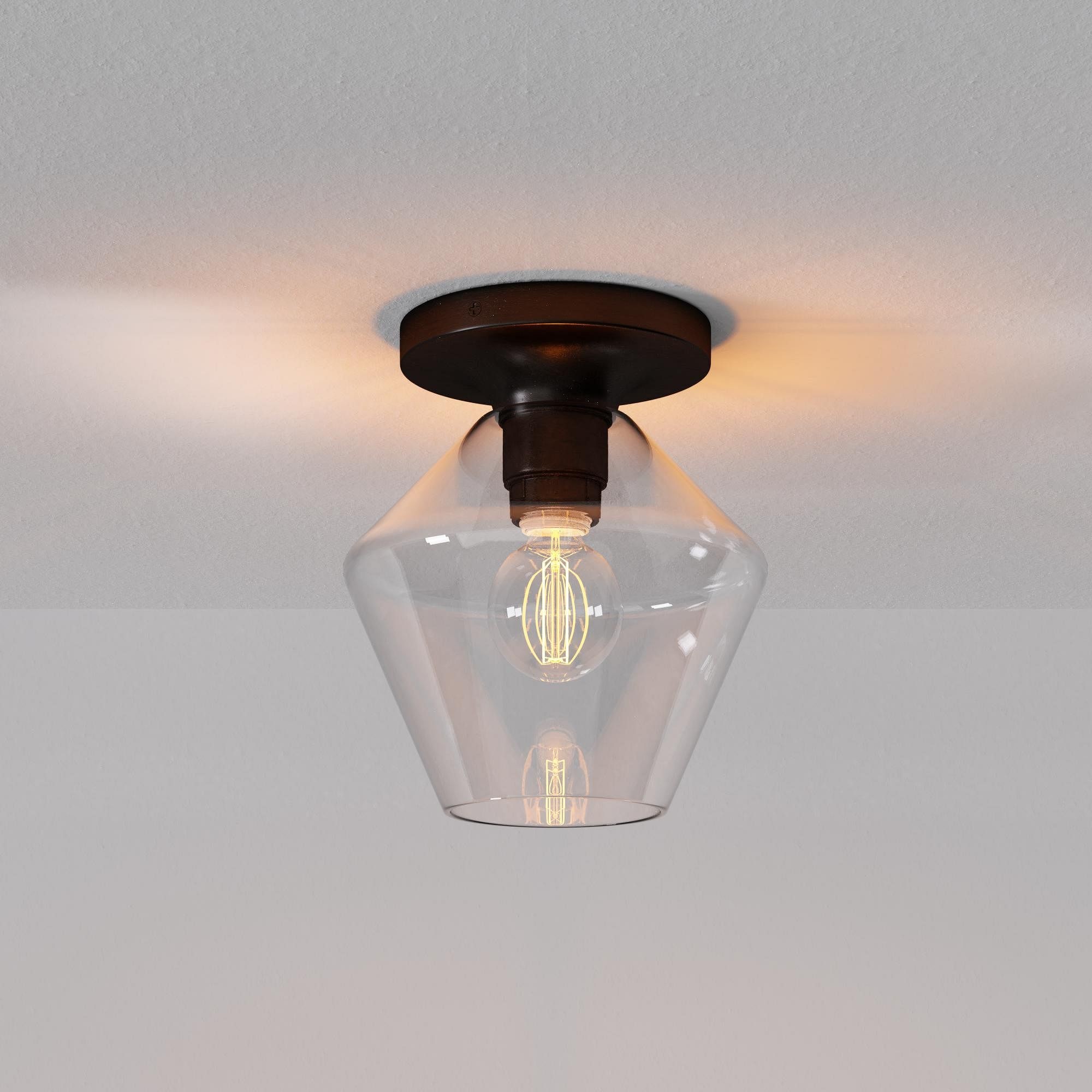 Merin Minimalist Sleek Geometric Glass Flushmount Light T155