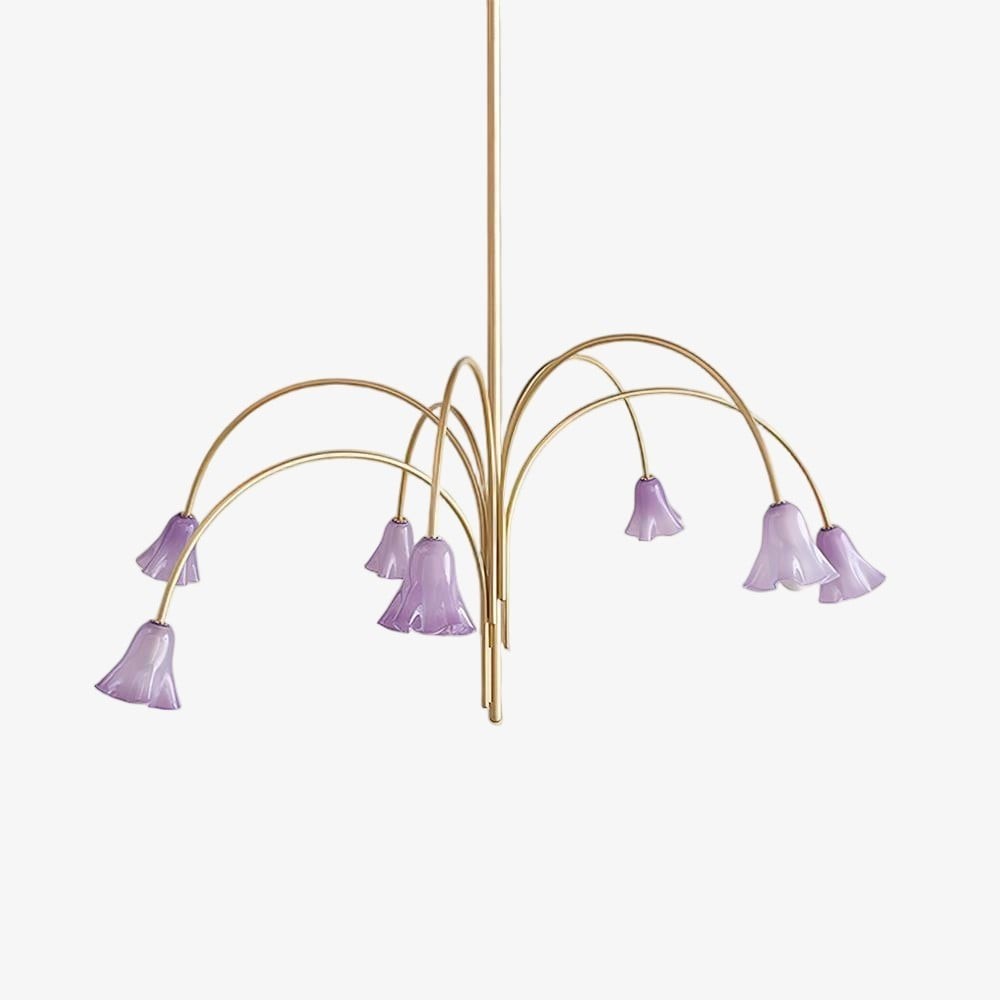 Bellina Modern Romantic Chandelier - Botanical Lily Design with Glass Flowers T280