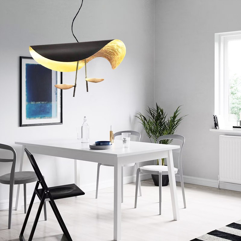 Modern Foil Curved Metal LED Pendant / Ceiling light for Bedroom