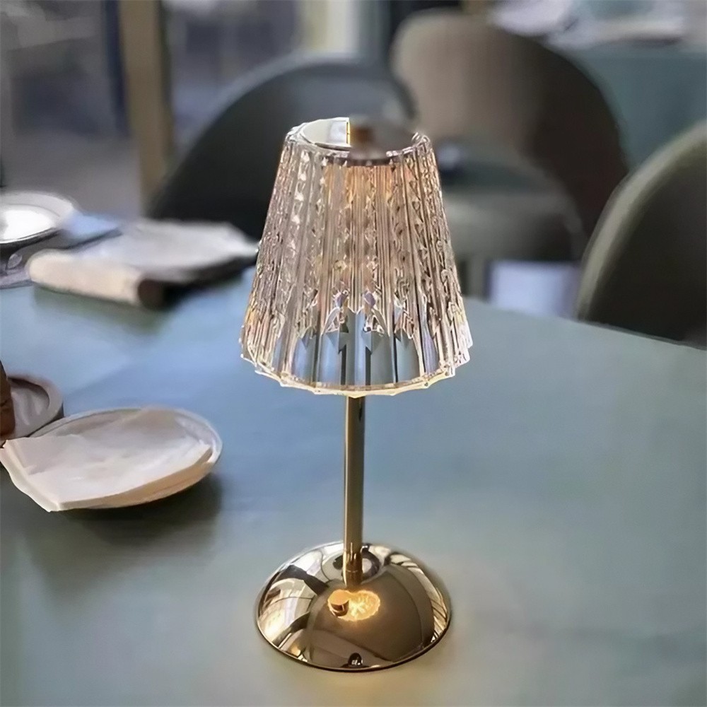 Vintage Pleated Brass Cordless Table Lamp S147