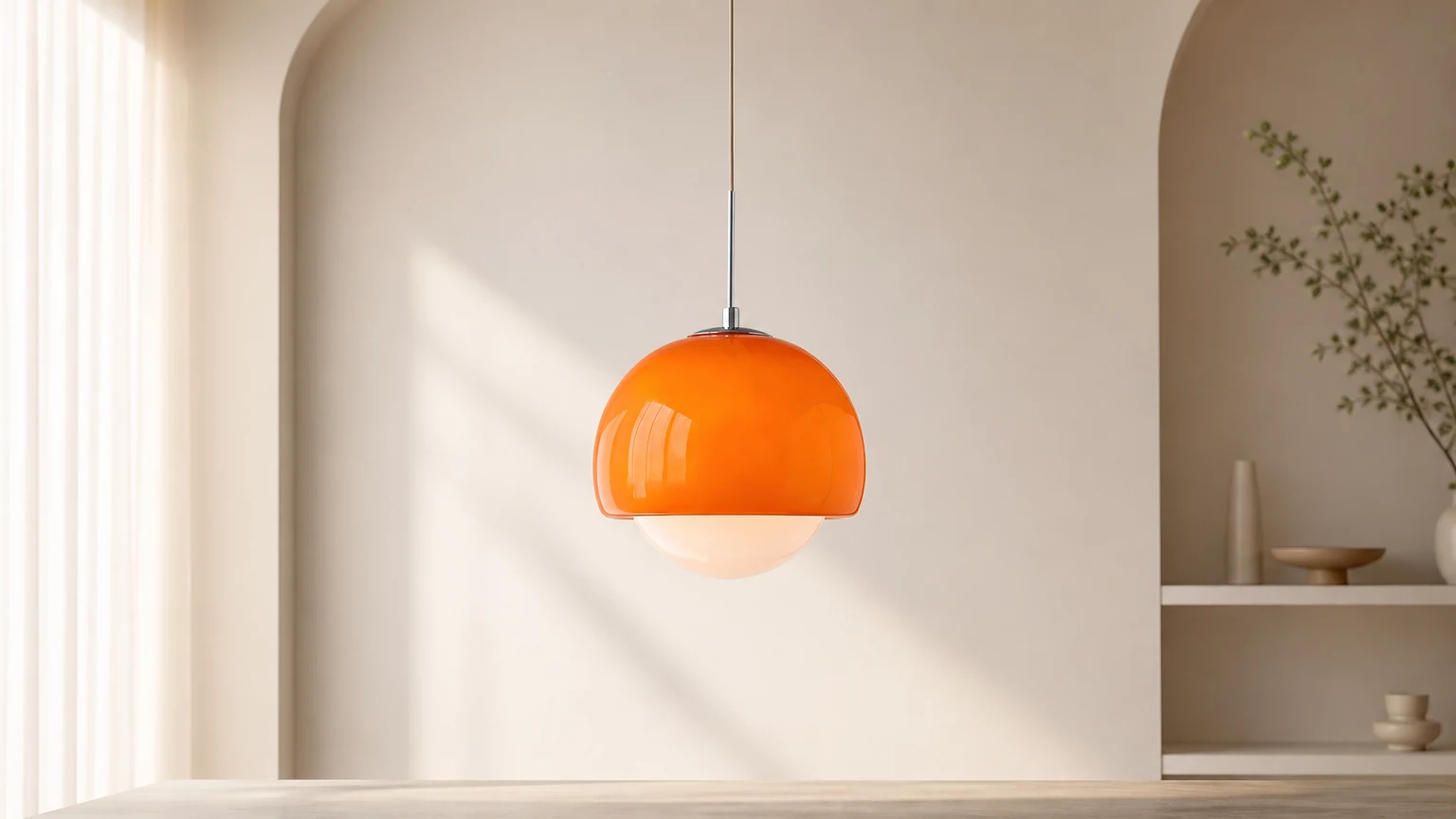 Kreatywna szklana lampa wisząca Persimmon M245 w ciepłej scenerii wnętrza