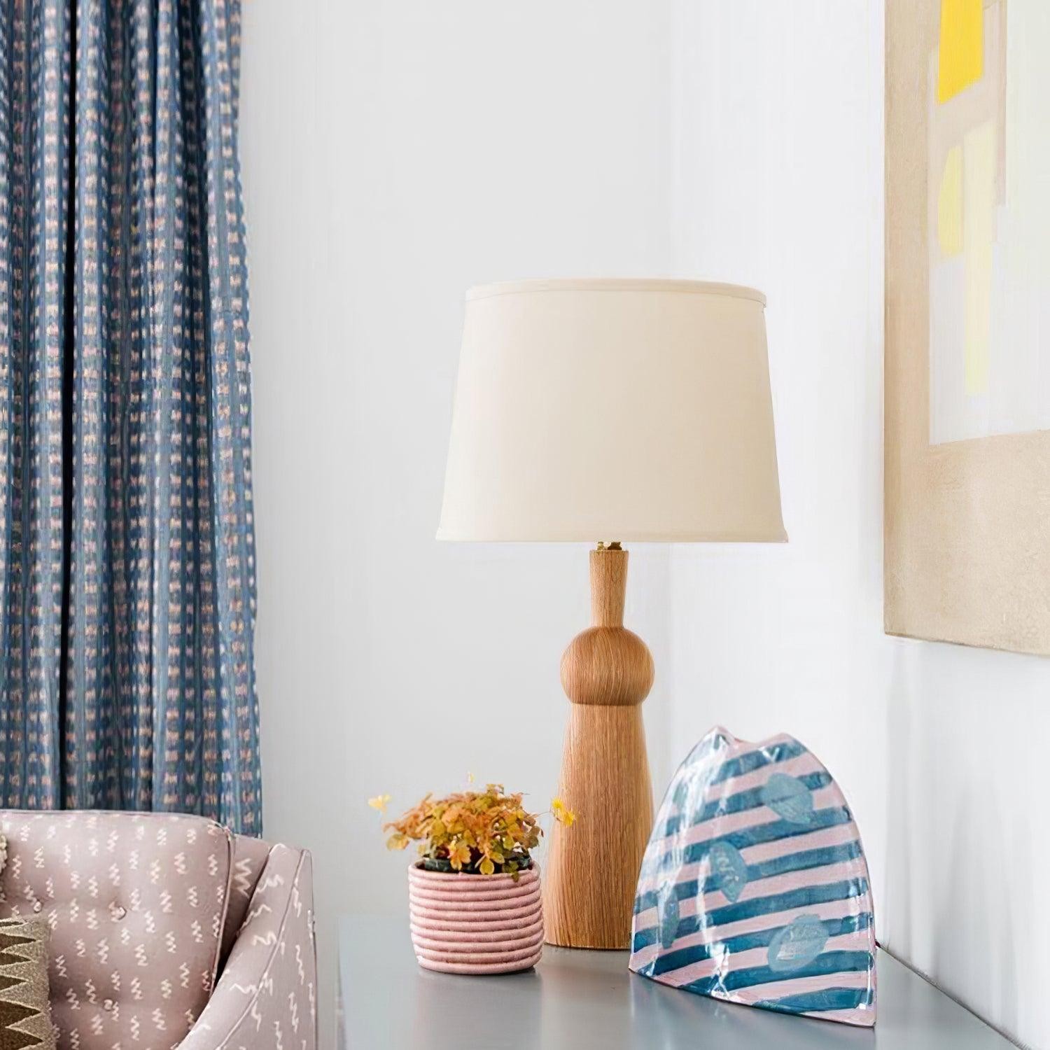 Nordic Retro Solid Wood Fabric Table Lamp M87