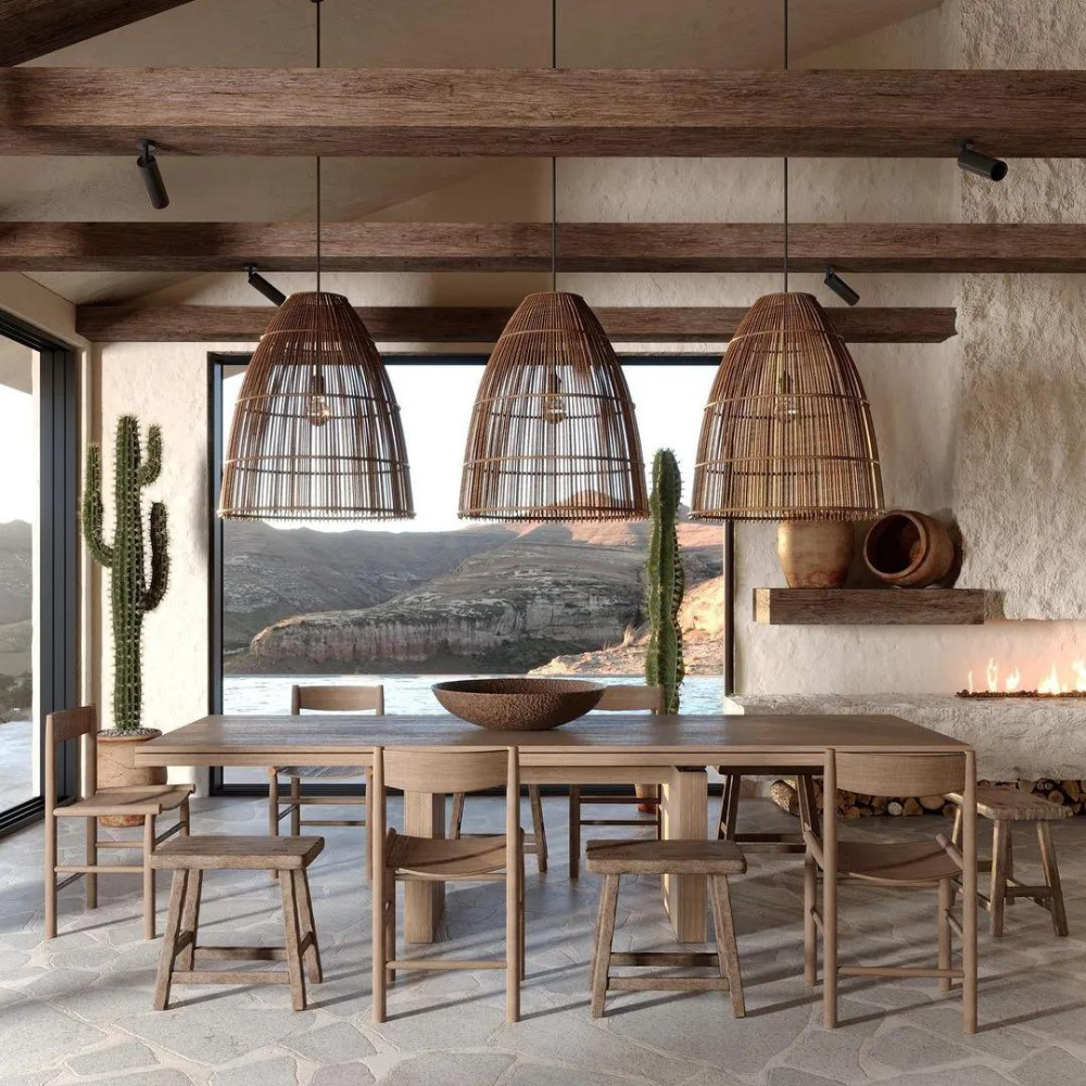 Runa Boho Rattan Pendant Light D831