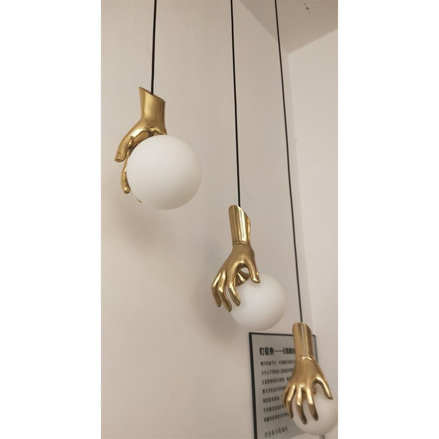 Hand Holding Globe Pendant Light D451