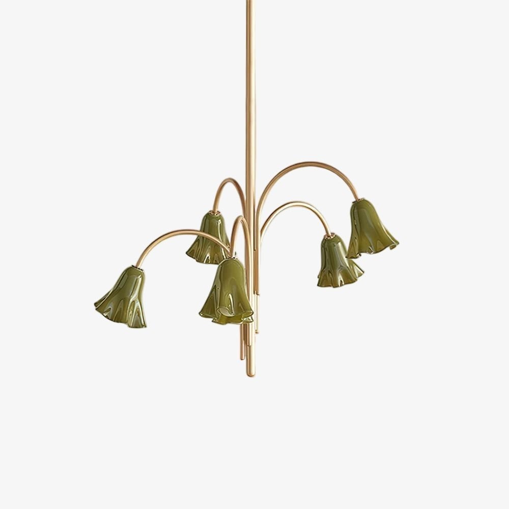 Bellina Modern Romantic Chandelier - Botanical Lily Design with Glass Flowers T280