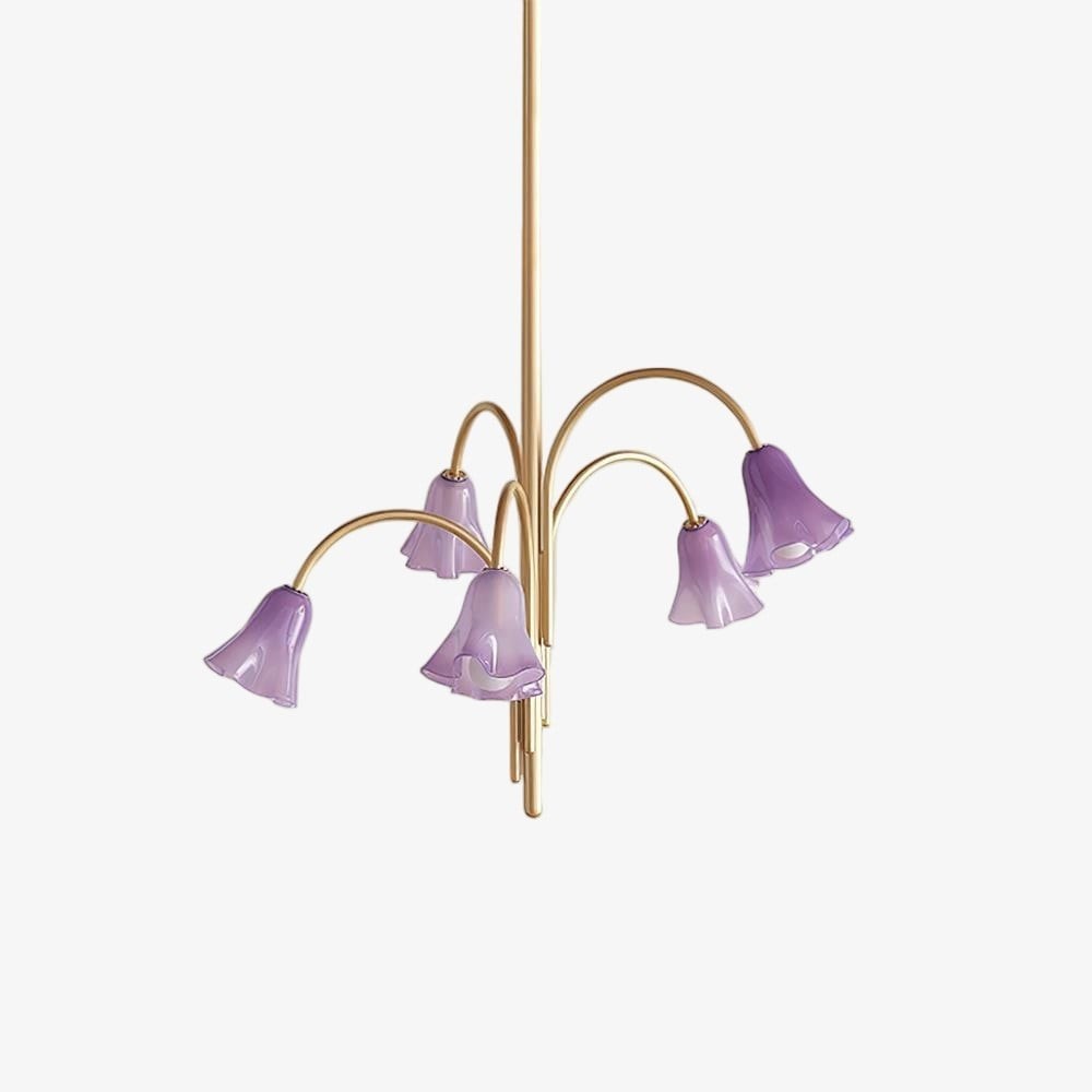 Bellina Modern Romantic Chandelier - Botanical Lily Design with Glass Flowers T280