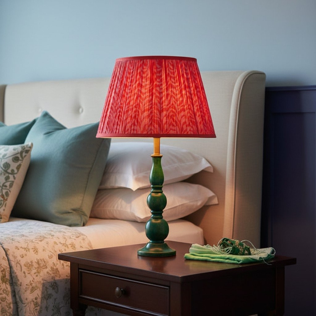 Grainora Table Lamp with Wooden Grain Base - Fabric Lampshade for Living Rooms T568