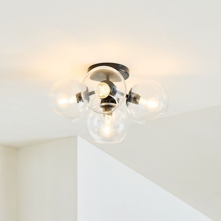 Brina Glass 5-Light Flush Mount - Minimalist Glass Ceiling Fixture T256