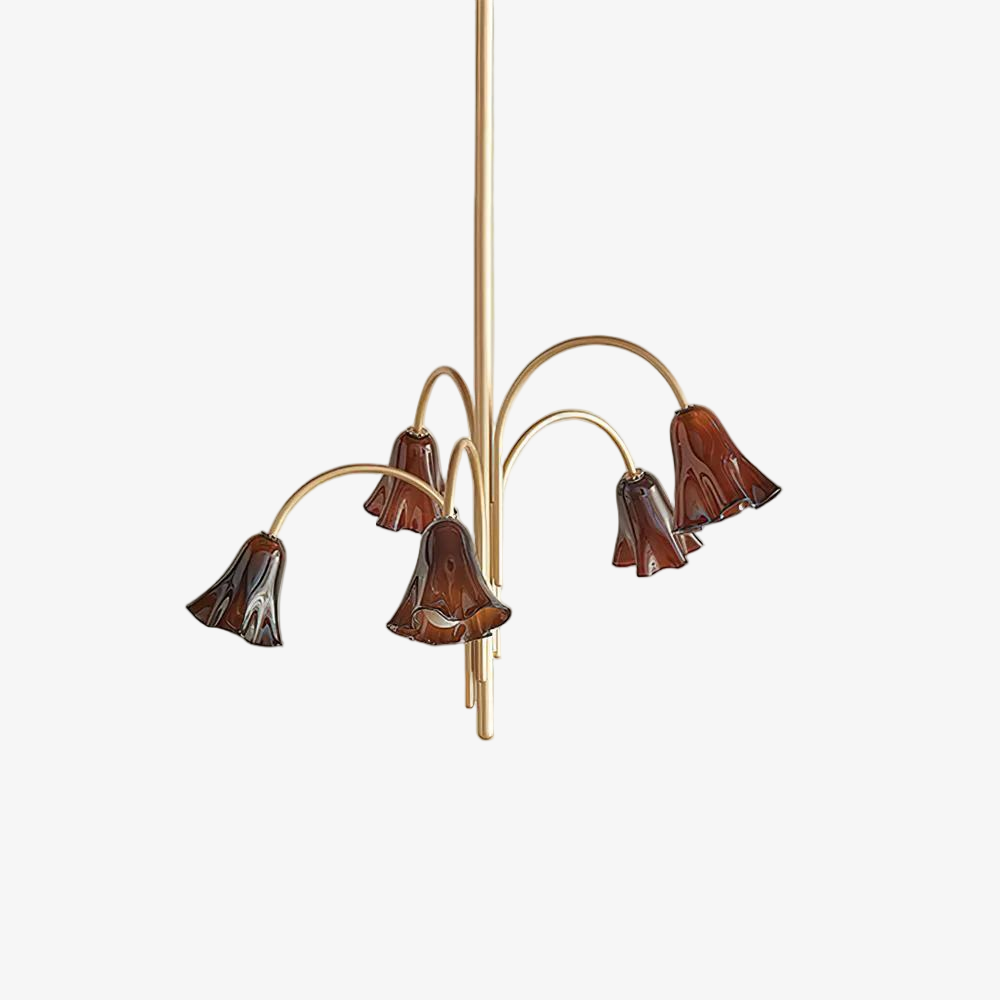 Bellina Modern Romantic Chandelier - Botanical Lily Design with Glass Flowers T280