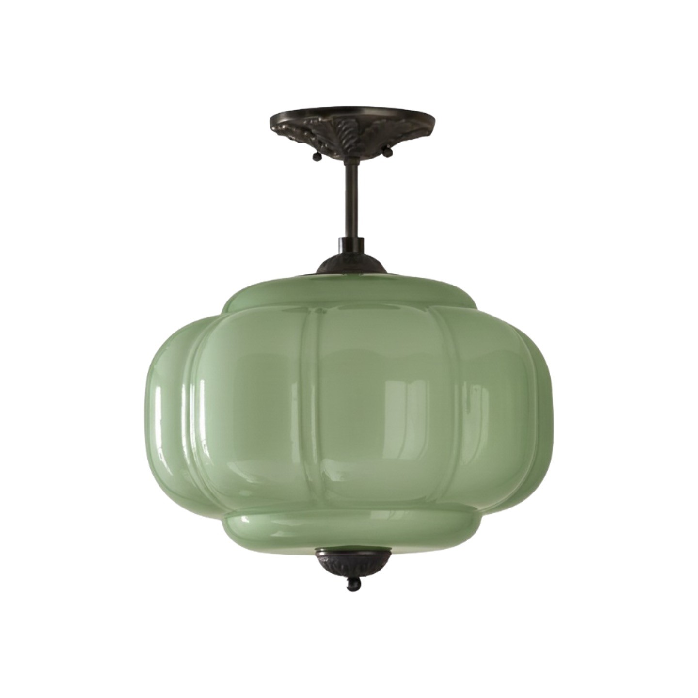 Eloise Vintage Pumpkin Glass Semi-Flush Mount Pendant Light G53
