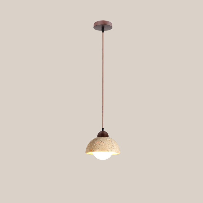 Traditional Japanese Travertine Wood Pendant Lamp M107