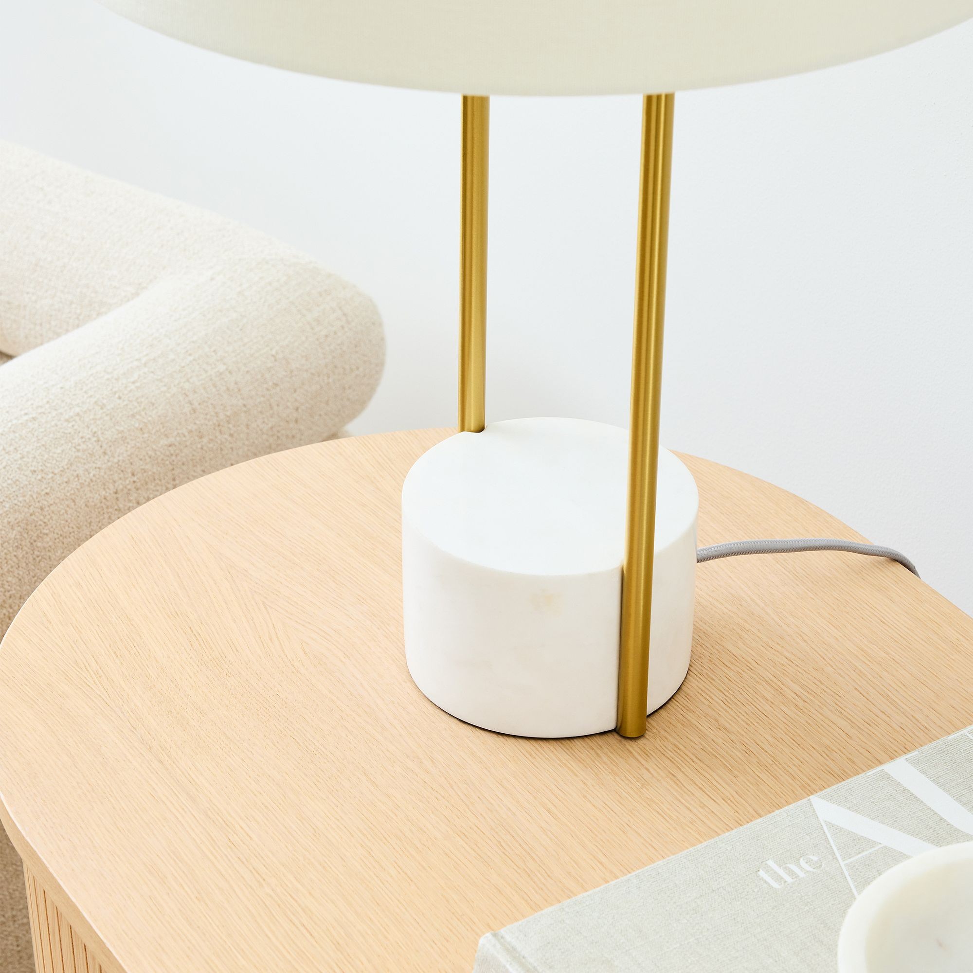 Luma Minimalist Industrial Table Lamp and Floor Lamp - Metal Frame with Soft Fabric Shade T630