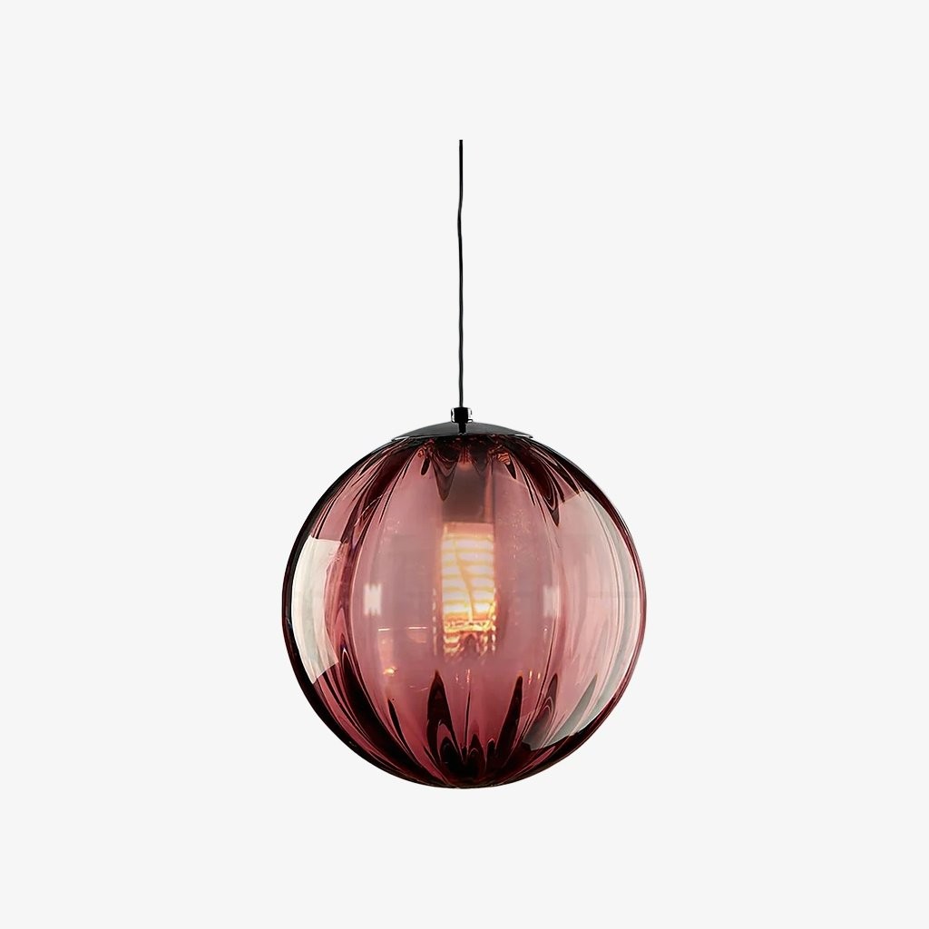 Lunorie Iron Metal Glass Globe Pendant Light - Sculpted Adjustable Pendant for Dining Spaces T570
