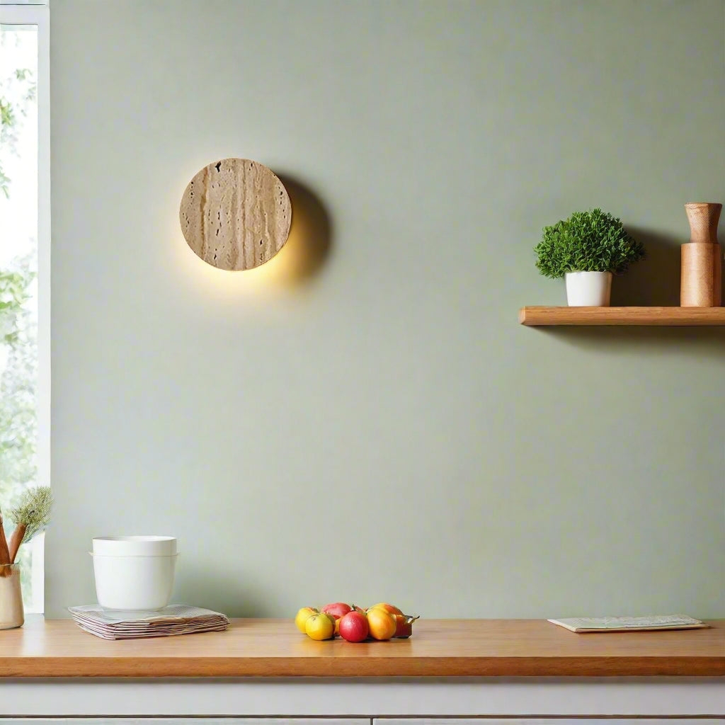 Japanese Wabi Sabi Natural Travertine Stone Wall Light D878