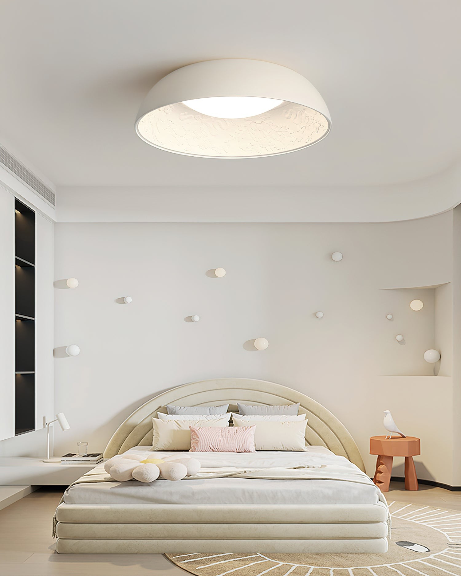 French Romantic Carved Round LED Ceiling Lamp M365