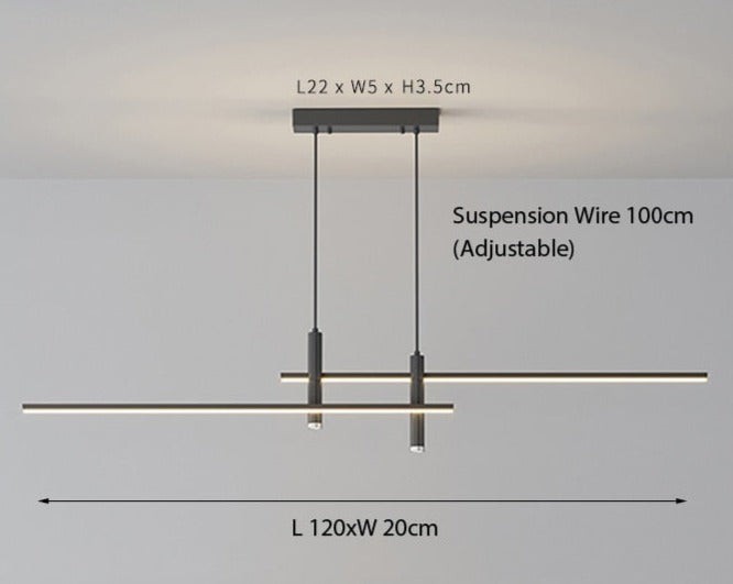 Modern Minimalist Sleek Metal Rod Chandelier M133