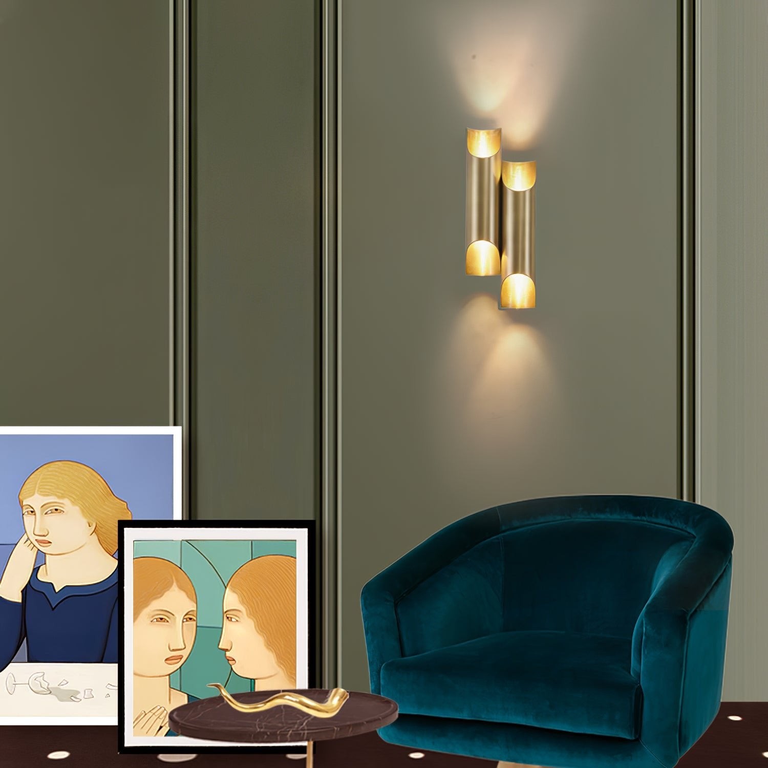 Brass Double Tube Wall Lamp M83
