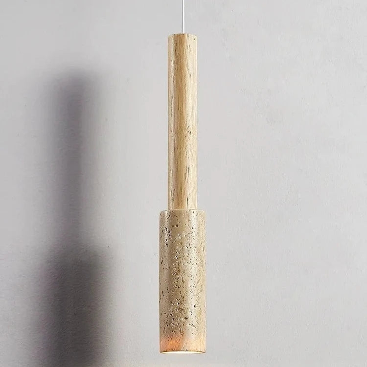 Cream Travertine Long Tube Pendant Light D932
